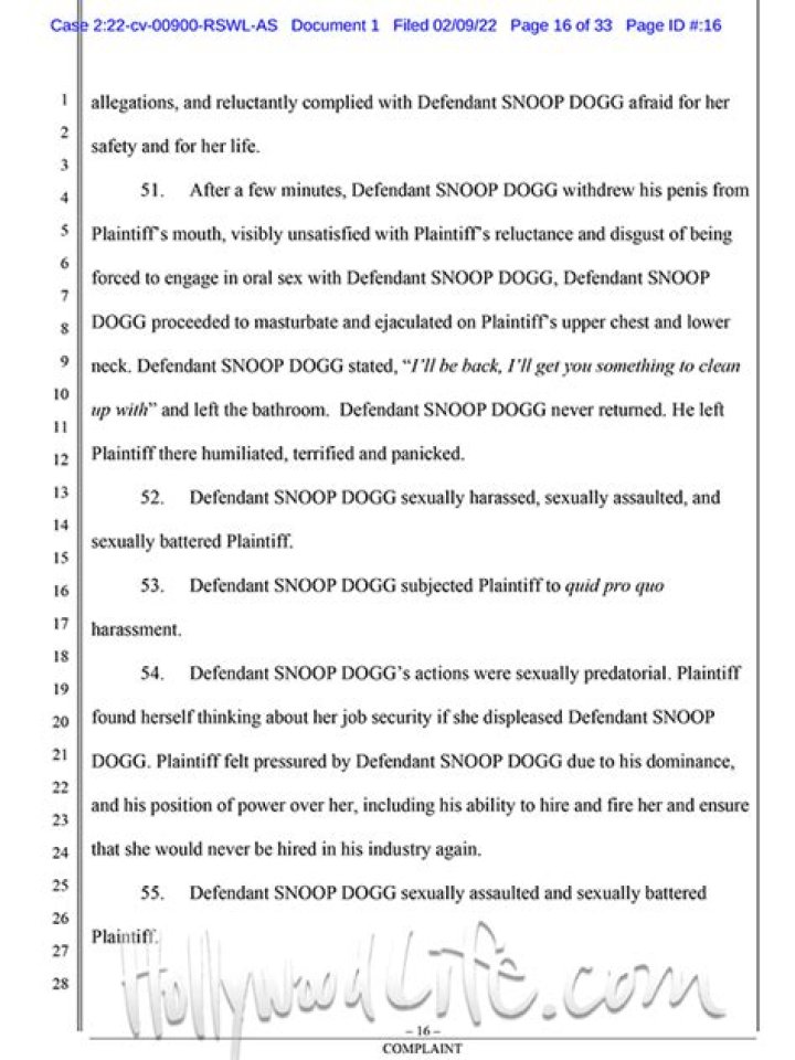 Snoop Dogg Accused Of Sexual Assault & Battery: See Docs Filed By Former Dancer